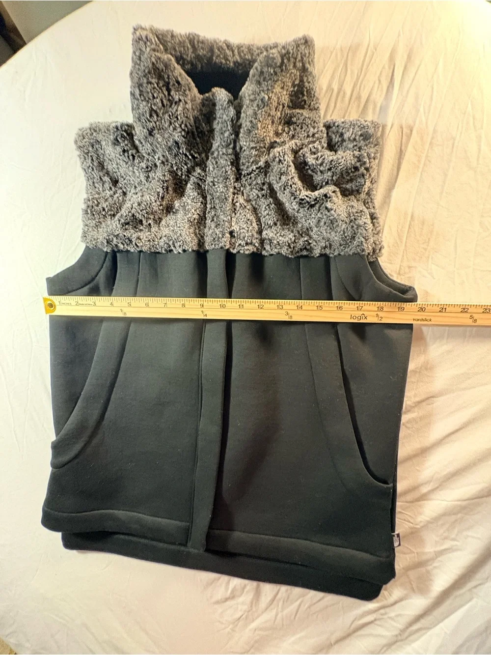 The North Face Black Vest with Gray Faux-Fur Collar